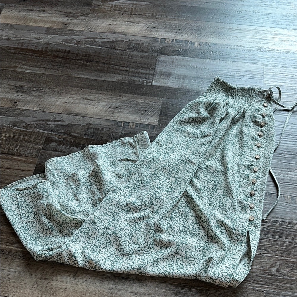 Floral Maxi Skirt with Button Detail